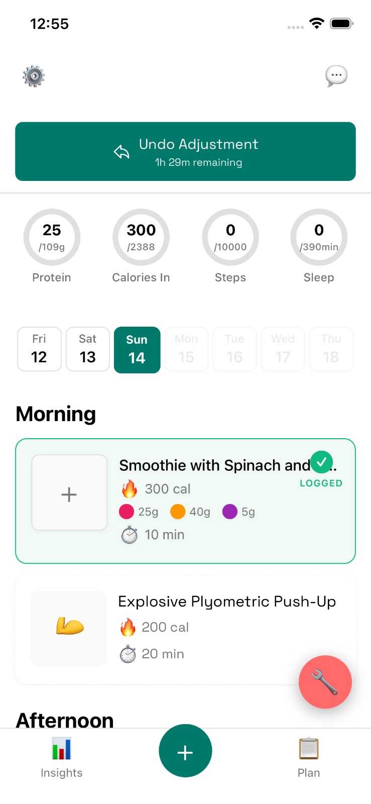 Genki daily health plan — protein, calories, steps, sleep and morning schedule